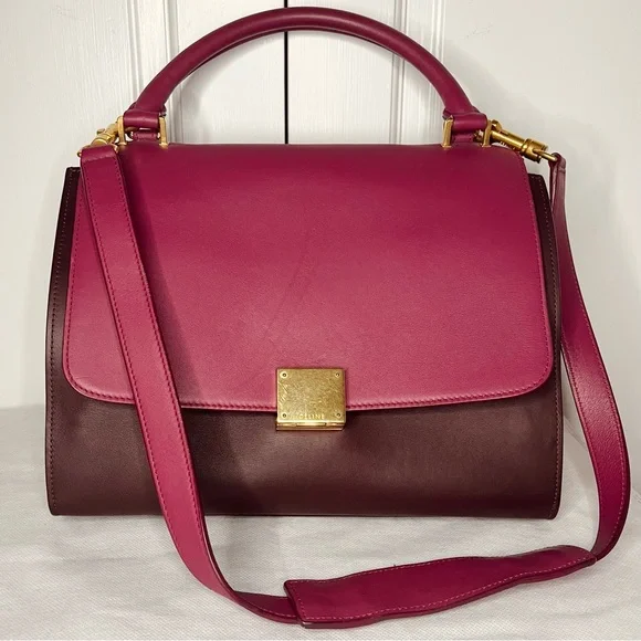 🧡 Celine Spring Luxury Trapeze Tricolor Leather Handbag - Picture 14 of 16